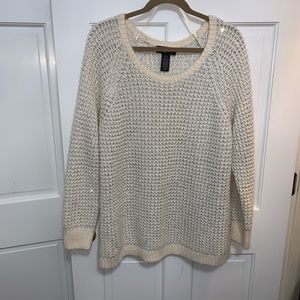 Lane Bryant cream and silver sequin sweater
